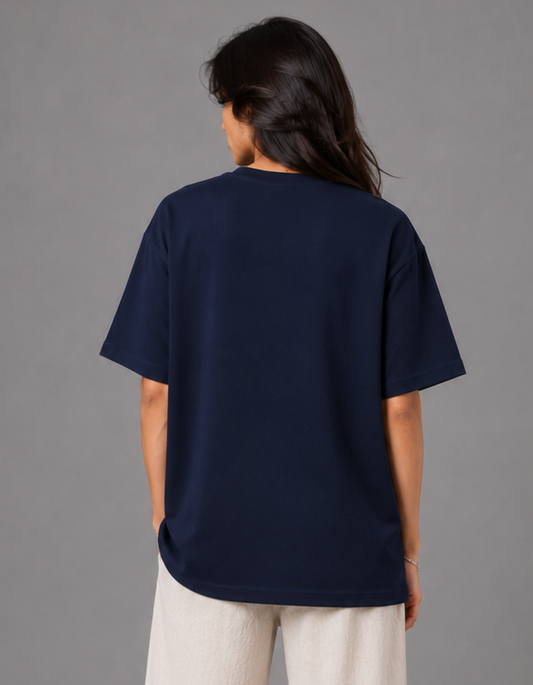 Navy Drift β Solid Oversized Tee
