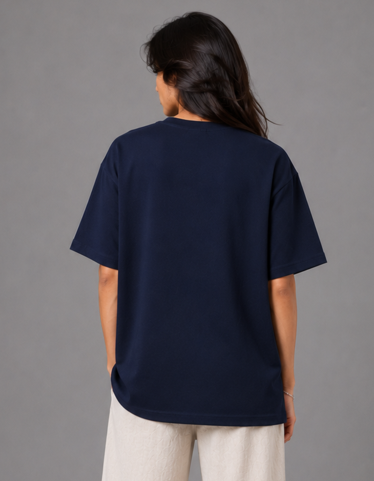 Navy Drift – Solid Oversized Tee