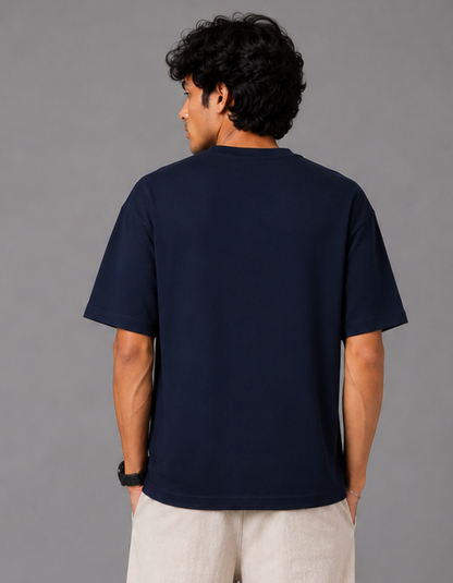 Navy Drift – Solid Oversized Tee