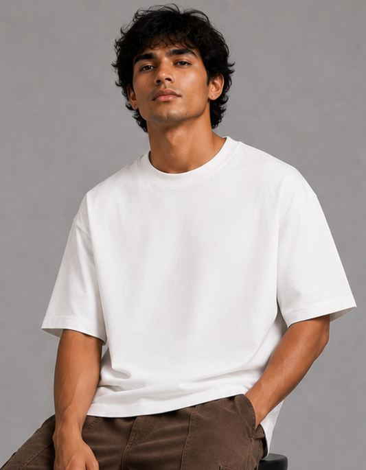 Cloud White – Solid Oversized Tee