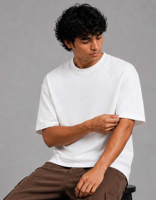 Cloud White – Solid Oversized Tee
